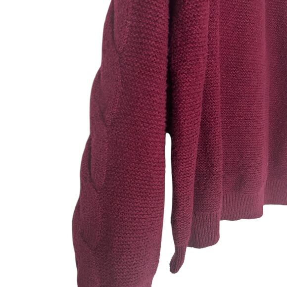 J. Crew Mockneck cable sleeve Sweater Raspberry Purple Red XXL - Picture 4 of 6